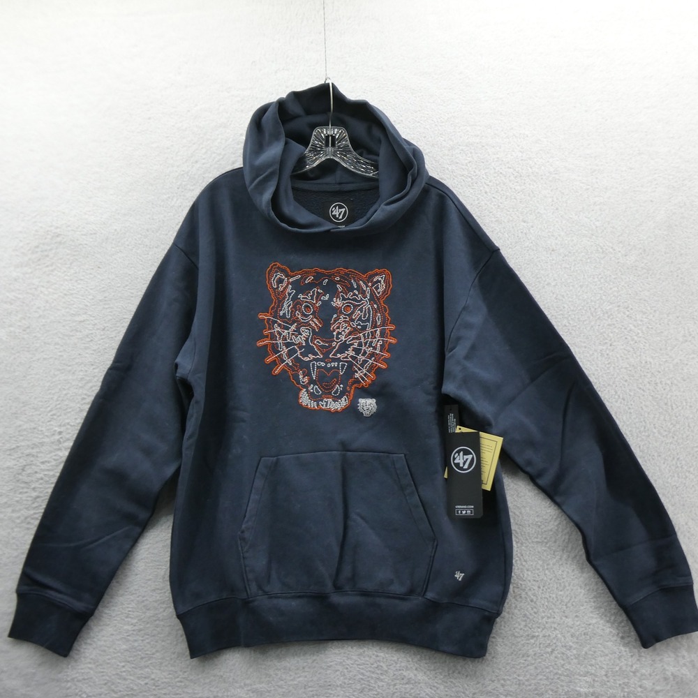 '47 Brand Hoodie Mens Medium Detroit Tigers Navy Embroidered Fleece Pullover